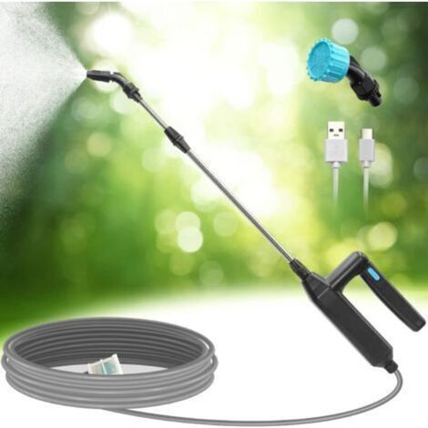 Pulvérisateur électrique, Lance Telescopique Pulverisateur Electrique Toiture, USB Rechargeable Pulvérisateur Jardin, Portable Pulvérisateur Jardin avec Buses et 2/3/5/8 M de Tuyau (B,3 M Tuyau)