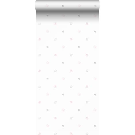 papier peint empreintes de pattes rose, gris et blanc - Sanders & Sanders (1/5)