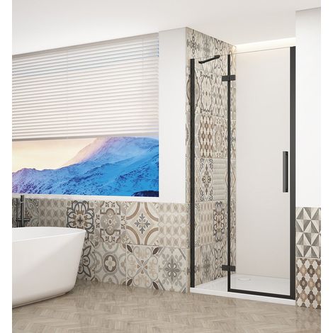 Porte de douche TRINITY BLACK 900 mm, verre clair, gauche (1/4)