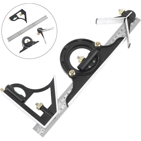 Goniometro in acciaio inox da 30 cm, con angolo regolabile, livella e interruttore di fine corsa, multifunzionale, per misurazioni precise. (1/5)