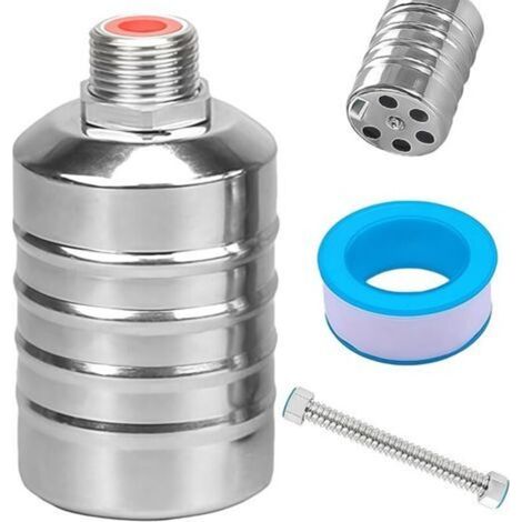 1/2" Automatic Float Valve, Fully Automatic Stainless Steel Float Valve, Swimming Pool Valve with 30cm Threaded Hose for Water Tanks, Swimming Pools, Water Towers (1/5)
