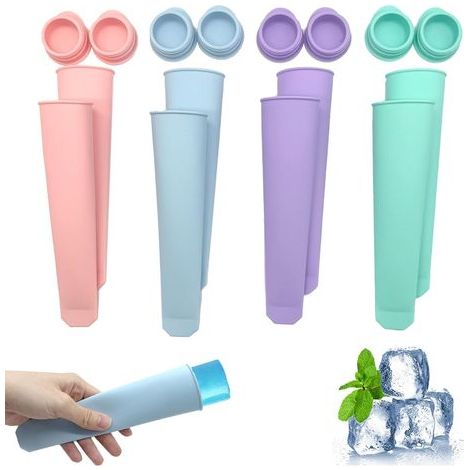 Set of 8 reusable silicone ice pop molds, perfect for children and adults (1/5)