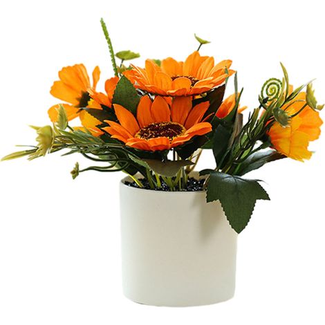 Flor Artificial - Girasol - Bonsai Decorativo Interior - Planta Simulada - Maceta Plástico - 1 Unidad (1/5)
