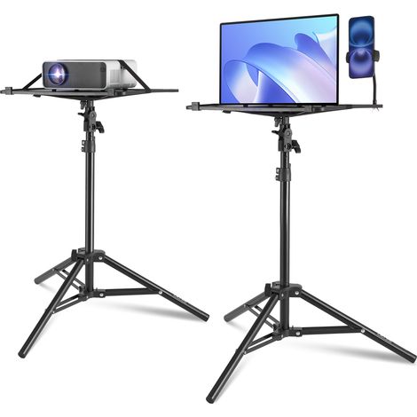 VEVOR Supporto per Proiettore e Laptop, Treppiede Regolabile Altezza 685-1600 mm, Supporto per Treppiede per Proiettore con Vassoio e Supporto a Collo di Cigno, per Film allAperto, Casa, Ufficio
