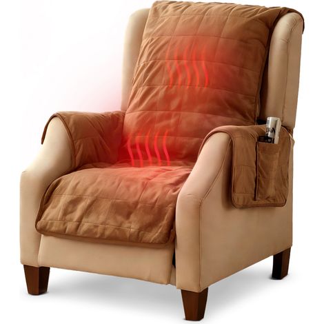 Couvre-fauteuil chauffant FISHTEC suédine 10 niveaux 165x160cm (1/5)