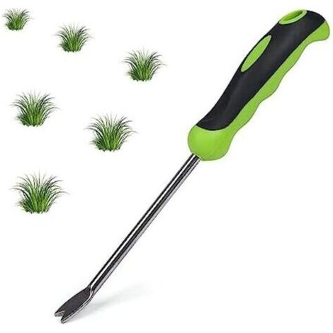33CM Manuelle Désherbage Racine Fourche Herbe Fourche Acier Inoxydable avec Manche Outil de Fourche Jardinage pour Creuser Désherber Ameublir Cadeaux pour jardiniers et jardinières Longueur