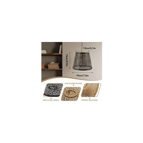 Abat-jour en métal 15 cm – Motif arbre forestier – Couvercle fer creux doré – Compatible E26/E27 – Pour éclairage moderne (1/3)