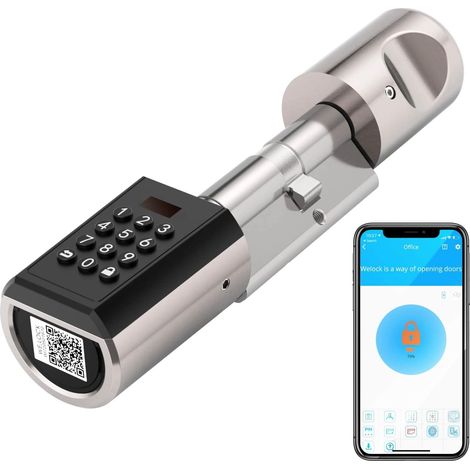1 Serrure Connectée,Code Et Bluetooth,Cylindre Réglable,Porte Entrée 50-100mm