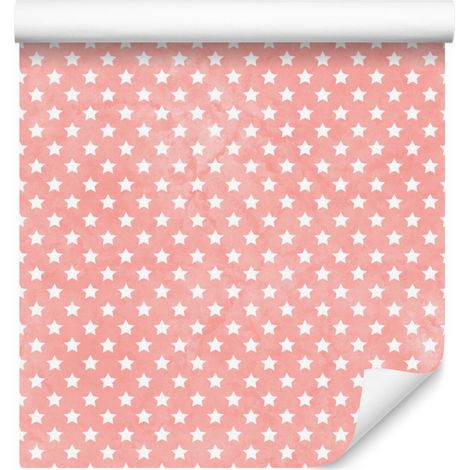 Papier peint Étoiles Corail, Formes Douces pour Salon et Chambre 50x1000 cm (1/5)