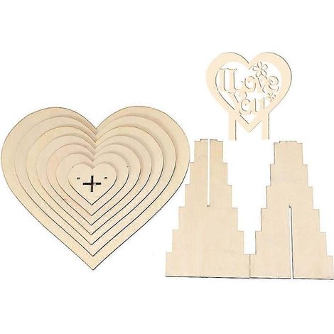 Ich liebe dich – Herzförmiges Tischgesteck aus Holz mit Schokoladenherzen, Tischdekoration, Partydekoration (1/5)