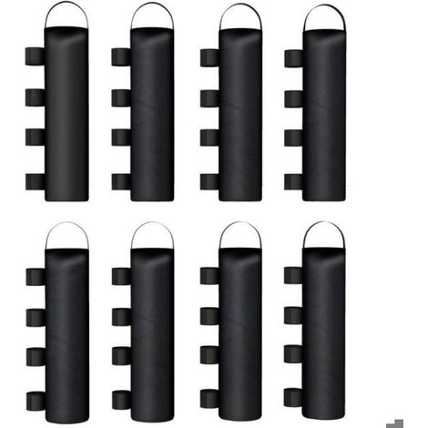 Ensemble de 8 sacs de sable pour pieds de tonnelle, sacs de sable robustes de 40 kg en tissu Oxford 600D, sable non inclus, noirs (1/5)