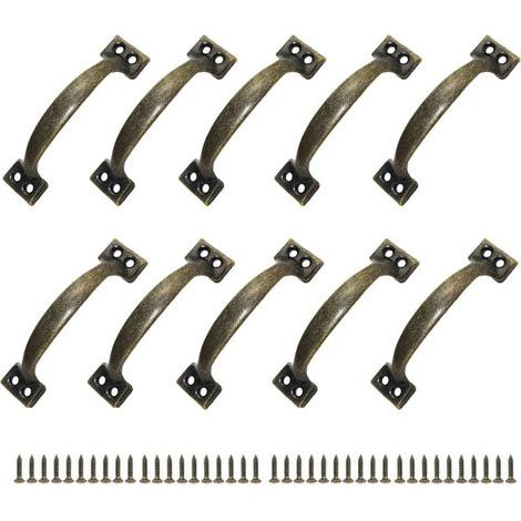 10 Poignées Poignee de Meuble Bouton de Porte Poignee Entraxe Rustiques en Alliage de Zinc Pour Cuisine Porte de Grange Jardin Remise (120MM) (1/5)