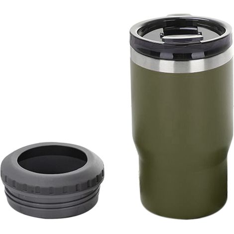 Porte-canette isolant 14 oz en acier inoxydable 304, pour boissons fraîches en extérieur ou en voiture, couleur vert militaire. (1/5)