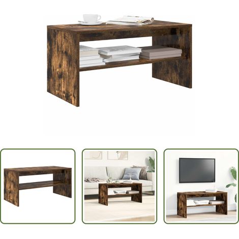 Meuble tv bois - Meuble TV chêne fumé 80x40x40 cm bois d'ingénierie (1/5)