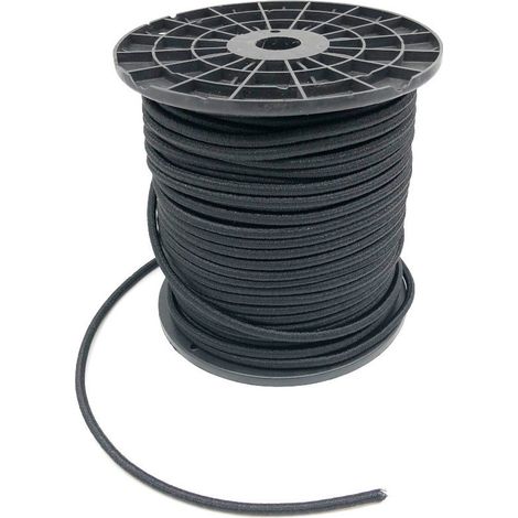 Sandow élastique en bobine D. 8 mm x L. 100 mètres haute qualité et anti UV - Noir - D-Work (1/5)