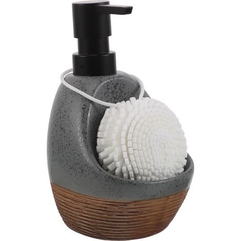 Distributeur de Savonnette en Céramique à Double Usage avec Pompe Liquide pour Mains et Vaisselle, Design Élégant et Fonction D’Organisation pour Usage Quotidien (1/5)