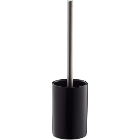 Garnitur Keramik, WC-Bürstenhalter mit Toilettenbürste, Wechselbürstenkopf, freistehend, 36 cm, Schwarz Porte Brosse céramique, Plastique, Noir, 36 x 9,5 cm (1/5)