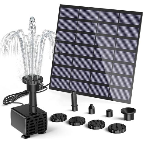 1 Pompe Solaire,Câble 3m,6 Buses,Panneau 1,5W,Jardin,Bassin (1/5)