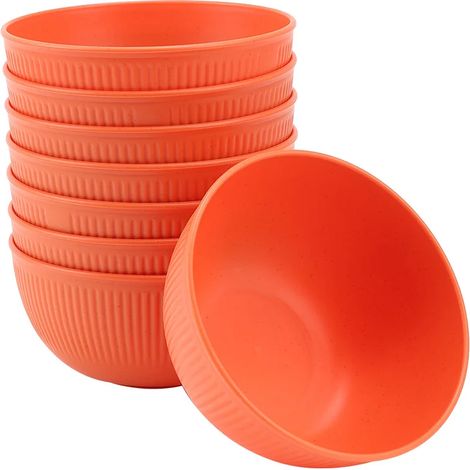 (8 orange) Bols en plastique résistants aux chocs, bols de table ménagers, saladiers, bols à soupe commerciaux, bols à nouilles, bols à riz (1/5)