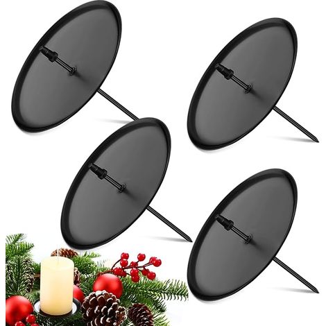 Portacandele per corona dell'Avvento in metallo nero, portacandele natalizio per l'Avvento per ghirlanda fai da te, decorazione tavola di Natale (diametro 7,5 cm/2,95 pollici) (1/5)
