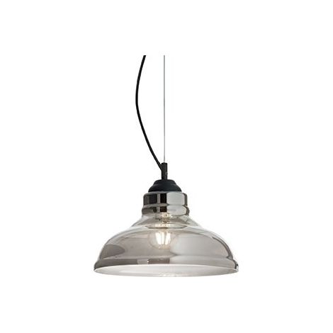 Ideal Lux Bistro' - 1 Light Dome Deckenanhänger Schwarz, Rauchgrau, Glasplatte, E27 (1/2)