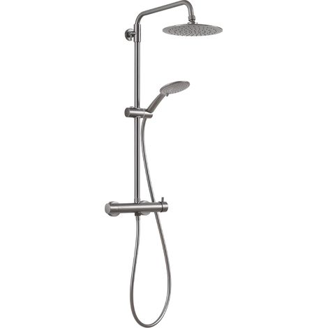 Colonne de douche en métal avec robinet mitigeur 3 positions, pommeau de douche, flexible 150 cm, extensible 92-146 cm (1/4)