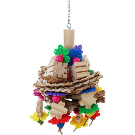 Jouets pour cage à perroquets : blocs de bois, perles, feuilles de maïs pour petits et moyens oiseaux (1/4)