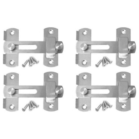 4pcs Loquet à Bascule Porte Coulissante en Acier Inoxydable Verrou de Porte Barre de Loquet Sécurité Serrure Pour Porte Fenêtre Meubles (1/5)