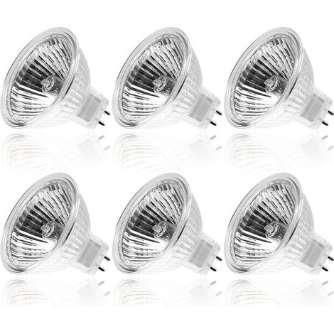 Ampoule halogène GU5.3 35 W 12 V, MR16, dimmable, blanc chaud 2 700 K, culot à 2 broches, pour plafonnier, lot de 6 (1/4)