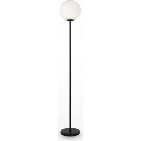 Piantana Contemporanea Ring Metallo Nero 1 Luce E Diffusore Bianco (1/5)
