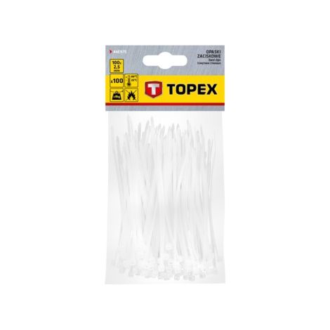 Bridas para cables de 2,5 x 100 mm, 100 unidades, blancas