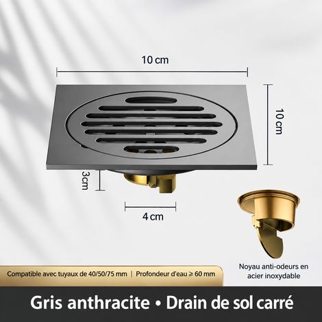 Bonde de sol gris canon de fusil avec noyau de siphon tout cuivre usage unique cuisine et salle de bain évacuation anti-odeur – Livraison gratuite (1/5)