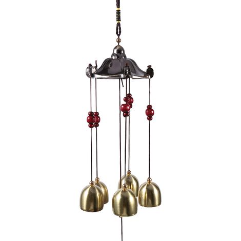 Cloche à vent métal porte-bonheur jardin extérieur, décoration classique de pavillon suspendue, carillon doré (1/5)