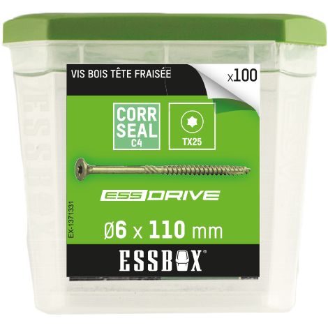 ESSBOX SCELL-IT Vite per legno - Ø6 mm x 110 mm - Confezione da 100 - EX-1371331