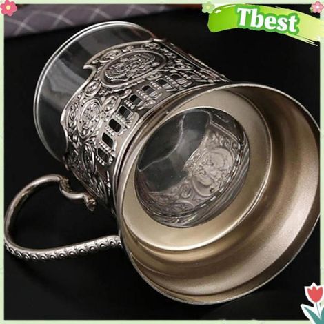 Tbest verre avec support en métal 1 Verre à Thé Russe Avec Support Métal élégant - Idéal Pour Bureau table mazagran (1/5)