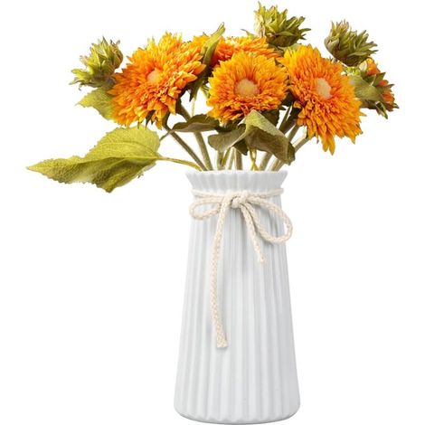 Bardusch-Vases céramique blanche 19,5 cm, minimaliste pour pampa, salon, entrée ou plan de travail (1/5)