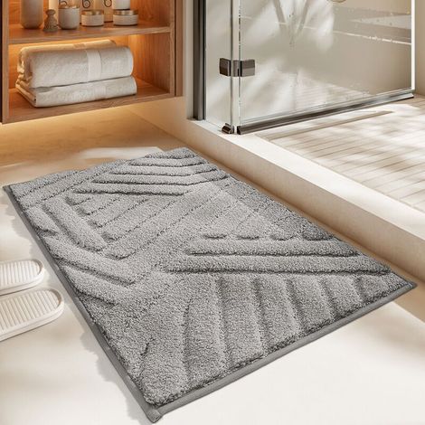 Tapis de Bain Antidérapant 40 x 60 cm,Gris,Tapis Salle de Bain Absorbant,Tapis de Douche Moelleux en Microfibre,Lavable en Machine-Crezuo (1/4)