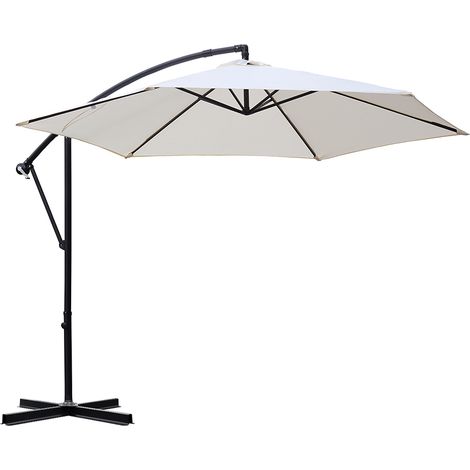 Sekey Ampelschirm 300 cm Sonnenschirm mit Ständer ohne Platten, Gartenschirm mit Kurbel, Sonnenschutz UV50+, Creme