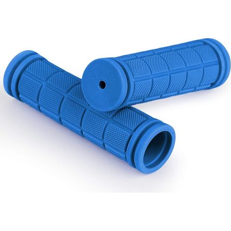 Paire de poignées de vélo ergonomiques en caoutchouc souple antidérapant (bleu foncé)