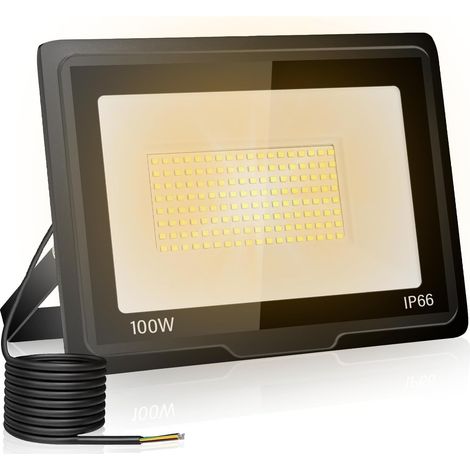 Projecteur Led Extérieur 100W, Spot Led Exterieur 10000LM 3000K Blanche Chaude IP66 ImperméAble Projecteur Exterieur Pour Jardin Garage Patio Grange Cour