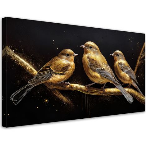 Tableau déco Oiseaux Animaux Or 80x40 (1/5)