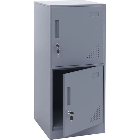 Armoire vestiaire métallique casier de rangement 2 portes 90x38x45 cm gris 040008949 (1/5)