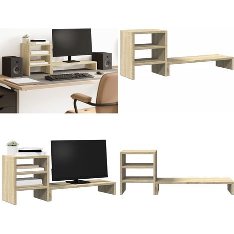 Supporto Monitor con Organizzatore Rovere Sonoma in Truciolato - Organizzatore scrivania - Truciolato