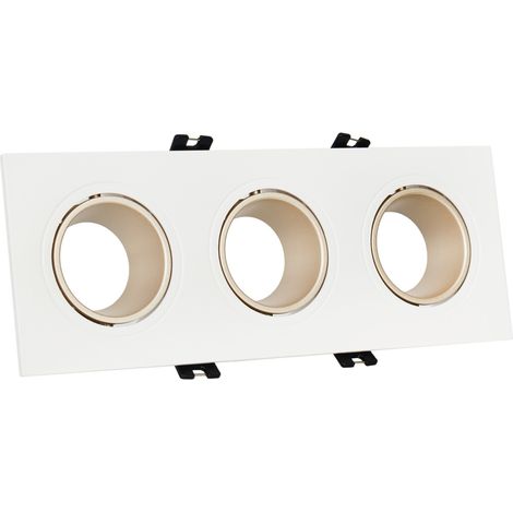 Collerette downlight carrée triple orientable GU10 / MR16 - - Champagne-Blanc (1/5)