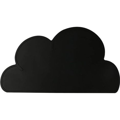 Mantel individual infantil de silicona - impermeable y antideslizante - forma de nube - colores suaves - 47,8 x 27 cm - Negro (1/5)