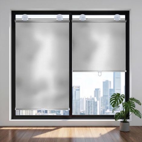 Lot de 2 stores occultants à ventouses – 58 x 125 cm – Blanc – Sans perçage – Chambre et voyage (1/5)