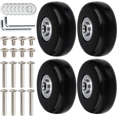 Lot de 4 roulettes de remplacement pour valise Roulettes pivotantes en caoutchouc de 50mm, silencieuses et robustes. (1/5)