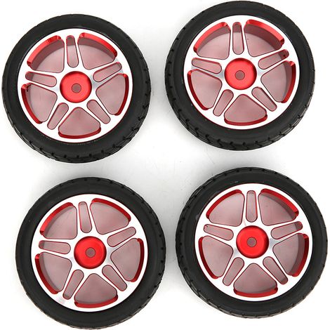 4 Pièces Jantes en Alliage d'Aluminium pour Voiture RC 1/10, Roues de Remplacement pour Véhicule Télécommandé Rouge (1/5)