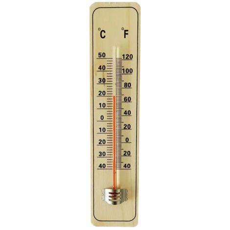 Thermomètre traditionnel en bois pour mesurer la température ambiante - Peut être utilisé à l'intérieur ou à l'extérieur et est idéal pour la maison, le bureau, le jardin, la serre ou le garage