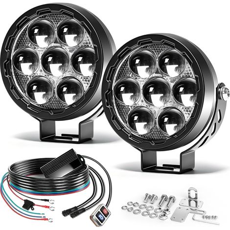 Feux Additionnels Moto LED, 120W Phares Antibrouillard Moto Stroboscope Phare Kit pour ADV R 1250GS, Luminosité Réglable, Lumière Jaune et Lumière Blanche (1/5)
